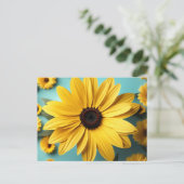 Geel Happy Floral Briefkaart (Staand voorkant)