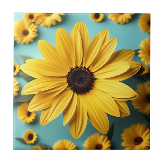 Geel Happy Floral Tegeltje (Voorkant)