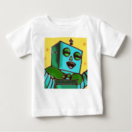 Geel Happy Robot Baby T-Shirt