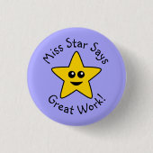 Geel Happy Star Great Work-Button Ronde Button 3,2 Cm (Voorkant)