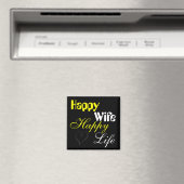 Geel Happy Wife Happy Life Magnet (Insitu (Vaatwasser))