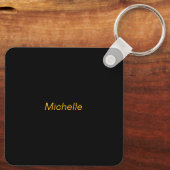 Geel hard werk voor gepersonaliseerd wegbord sleutelhanger (Achterkant)