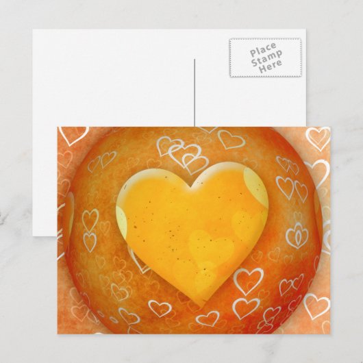 Geel hart briefkaart (Voorkant / Achterkant)