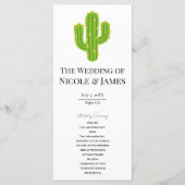 Geel Hart Cactus Feest Liefde Trouwprogramma Menu (Voorkant)