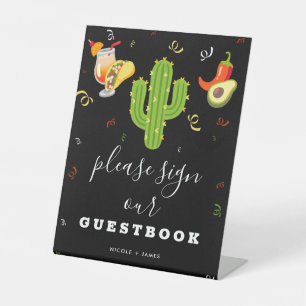 Geel Hart Cactus Feest Liefdesgastenboek Handteken Reclamebord Met Voetstuk