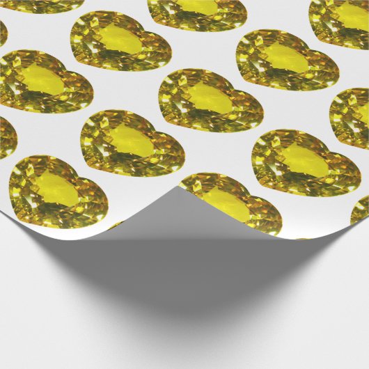 Geel hart cadeaupapier (Hoek)