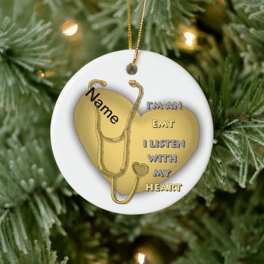 Geel hart EMT Keramisch Ornament (Boom)