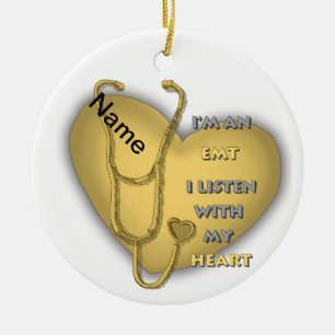 Geel hart EMT Keramisch Ornament