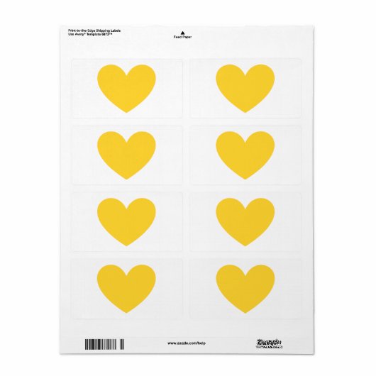 Geel hart etiket (Full Sheet)