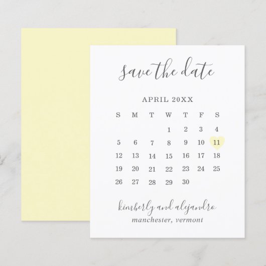 Geel Hart Kalender Budget Trouw Save the Date (Voorkant / Achterkant)