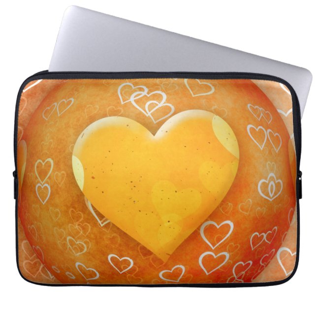 Geel hart laptop sleeve (Voorkant)
