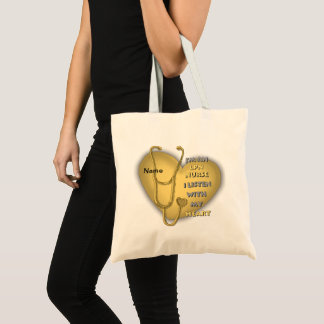 Geel hart LPN zuster Tote Bag