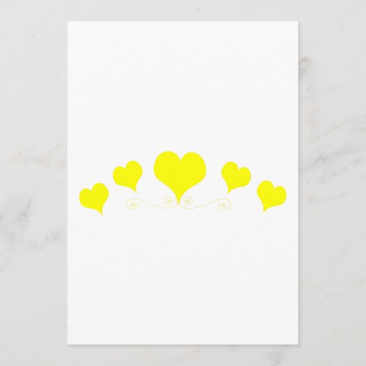 Geel Hart Ontwerp Bruiloft Menu (Achterkant)