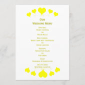 Geel Hart Ontwerp Bruiloft Menu (Voorkant)