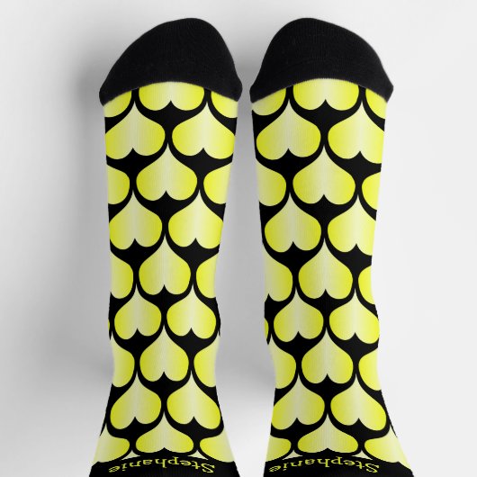 Geel Hart Ontwerp Gepersonaliseerd Sokken (Top)