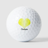 Geel Hart Ontwerp Persoonlijk gemaakt Golfballen (Voorkant)