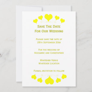 Geel Hart Ontwerp Trouwdag Save The Date