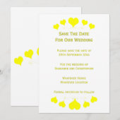 Geel Hart Ontwerp Trouwdag Save The Date (Voorkant / Achterkant)