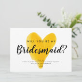 geel hart waterverf handschrift kalligrafie kaart (Staand voorkant)