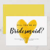 geel hart waterverf handschrift kalligrafie kaart (Voorkant / Achterkant)