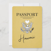 Geel Hawaii Passport Uitnodiging voor het Huwelijk (Achterkant)