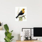 Geel Headed Blackbird Art Print Poster (Thuiskantoor)