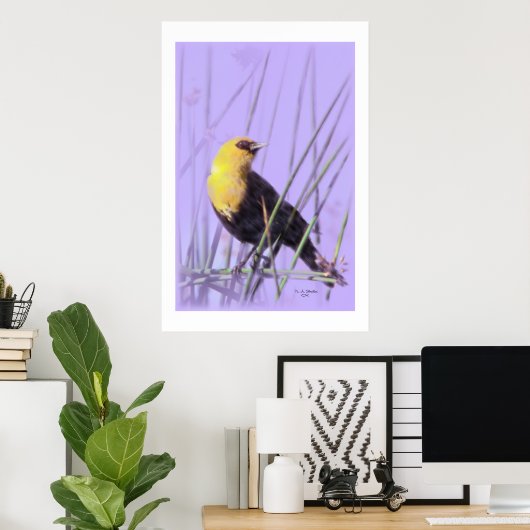 Geel-Headed Blackbird...print. Poster (Thuiskantoor)