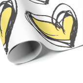 Geel Heart Wrapping Paper - Trendy & Elegant Cadeaupapier (Rol Hoek)