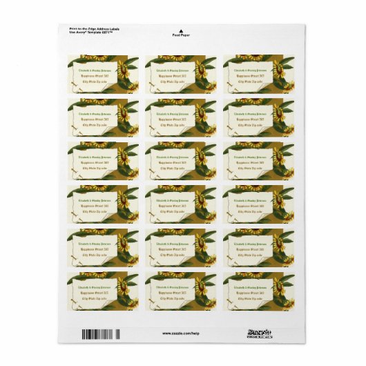  geel helenium bloemen trouwlabel etiket (Full Sheet)