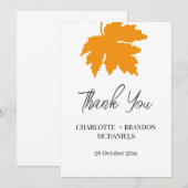 Geel herfst esdoornblad Huwelijk Bedankt  (Voorkant / Achterkant)