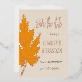 Geel herfst esdoornblad Huwelijk Save The Date Folie Uitnodiging