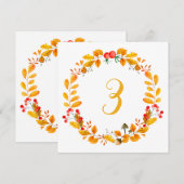 Geel herfsttafelnummer. Oranje herfstbruiloft Kaart (Voorkant / Achterkant)