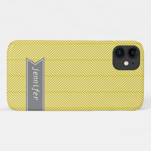 Geel herringbone Patroon {kies uw kleur} Case-Mate iPhone Case (Achterkant (horizontaal))