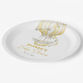 Geel Hete Luchtballon Baby shower Papieren Bordje (Gekanteld)
