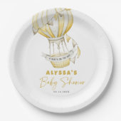 Geel Hete Luchtballon Baby shower Papieren Bordje (Voorkant)