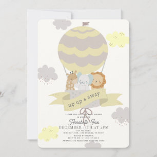 Geel Hete Luchtballon Dieren Baby shower Kaart