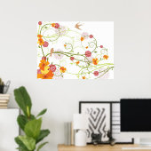 Geel Hibiscus en Zweden Elegant Floral Garden Poster (Thuiskantoor)