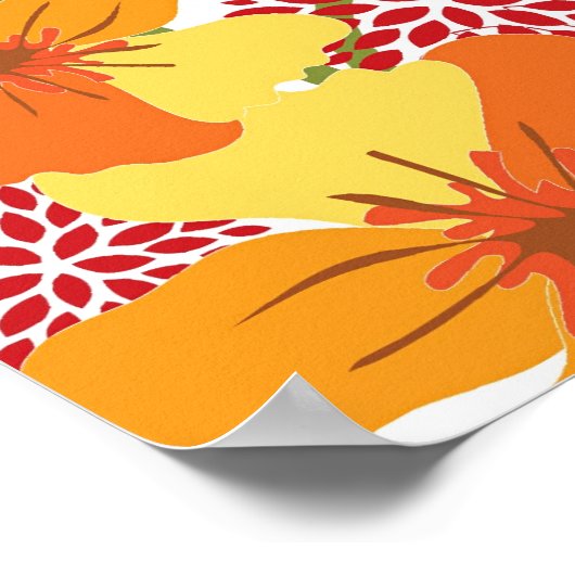 Geel Hibiscus en Zweden Elegant Floral Garden Poster (Hoek)