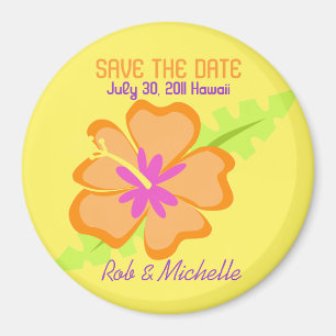 Geel Hibiscus Flower Custom Magnet Favor