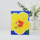 Geel Hibiscus Flower Painting Briefkaart (Staand voorkant)