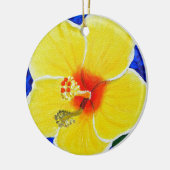 Geel Hibiscus Flower Painting Ceramic Ornament (Links)