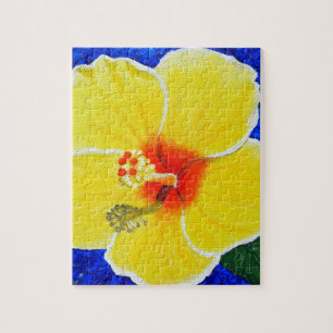 Geel Hibiscus Flower Painting Legpuzzel