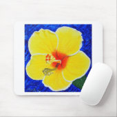 Geel Hibiscus Flower Painting Muismat (Met muis)