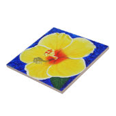 Geel Hibiscus Flower Painting Tegeltje (Zijkant)