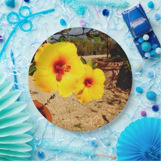 Geel Hibiscus Paper Bord (Feest)