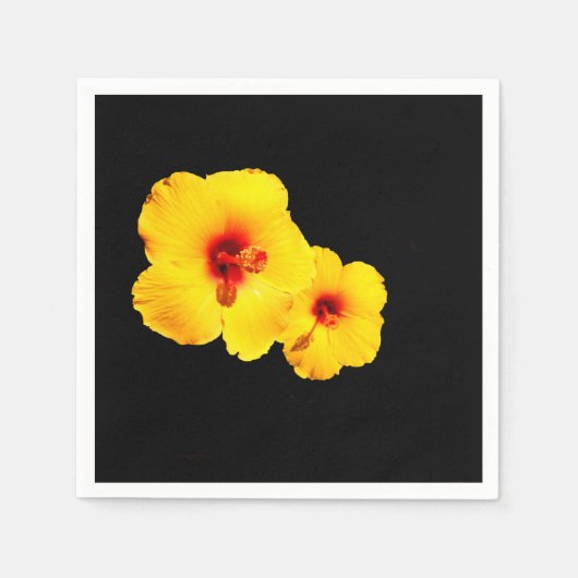 Geel Hibiscus Paper Napkins Servet (Voorkant)