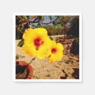 Geel Hibiscus Papier Servet