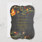 Geel Hibiscus Swallows Floral Chalkboard Weddensch Kaart (Voorkant)