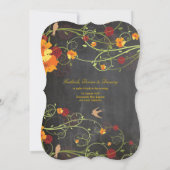 Geel Hibiscus Swallows Floral Chalkboard Weddensch Kaart (Achterkant)