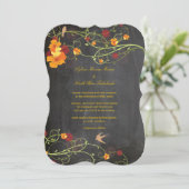 Geel Hibiscus Swallows Floral Chalkboard Weddensch Kaart (Staand voorkant)